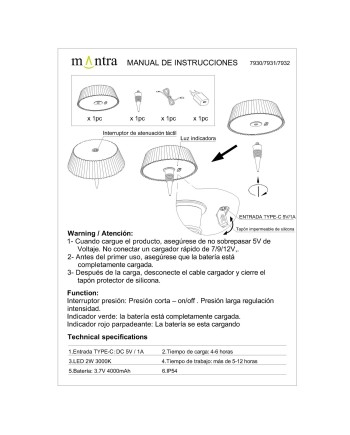 RELAX * TAPON BOTELLA LED NEGRO - RECARGABLE